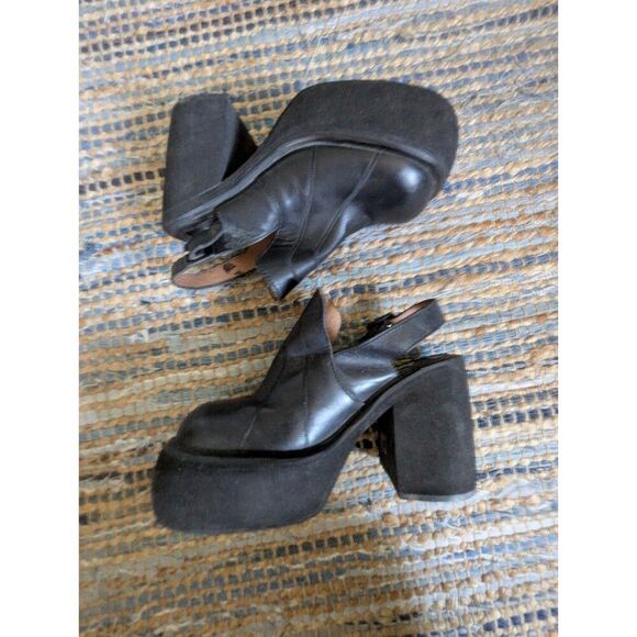 True Vintage 90s Y2K Platform Mules Slingback Mary Jane's Clogs Leather 7.5 - Picture 12 of 16
